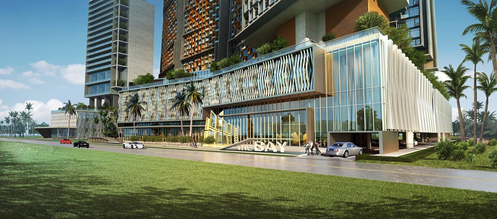 Hotel podium street view rendering