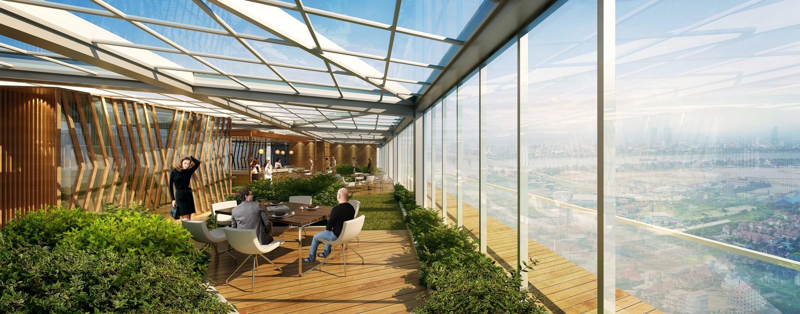 Glass sky garden conservatory