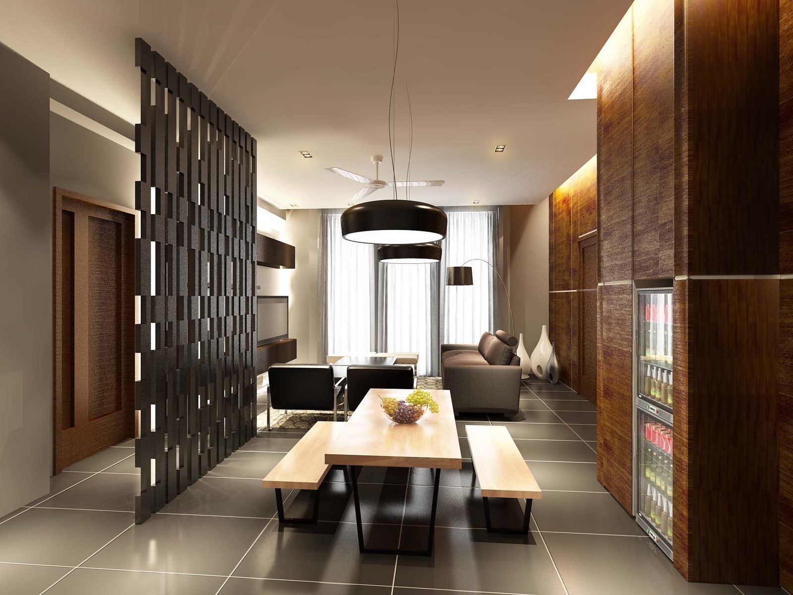 Open-plan dining and living interior