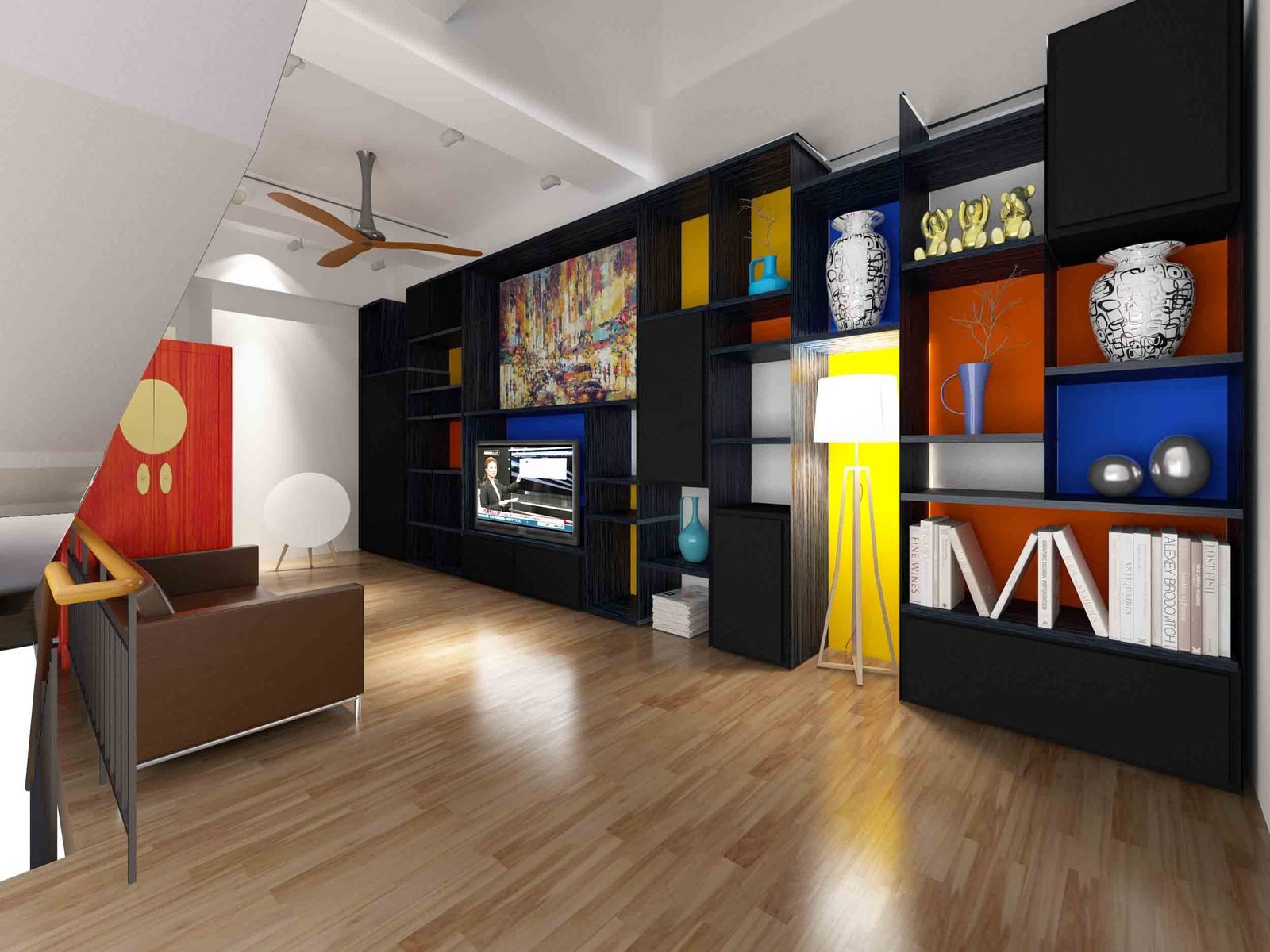 Colorful family living room interior